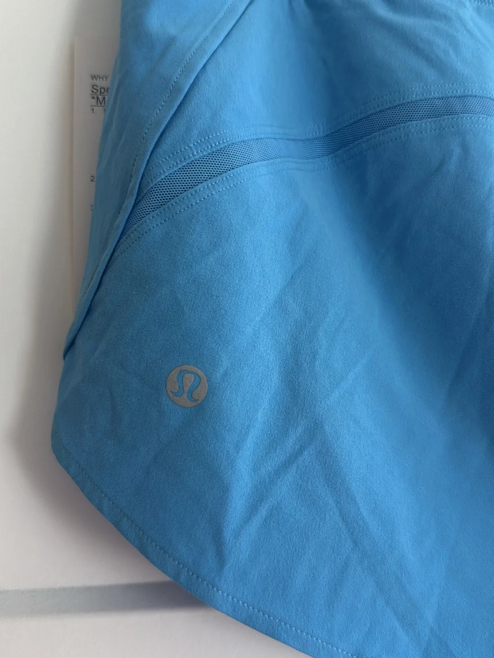 lululemon Medium Speed Up HR 2.5” Mesh Vent Run Shorts in Blue